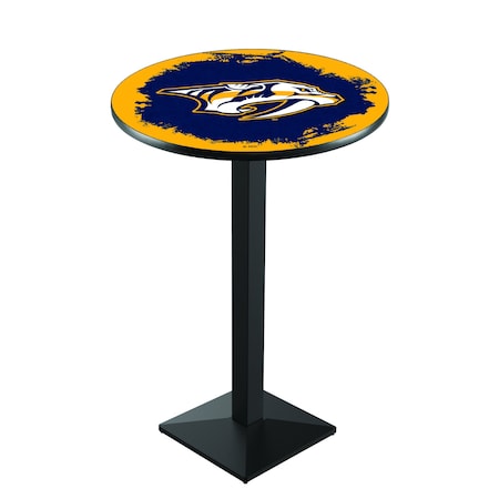 Holland Bar Stool Co 42" Blk Wrinkle Nashville Predators Pub Table L217B4228NshPre
